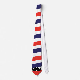 Cravate Moustache avec les rayures rouges, blanches et
