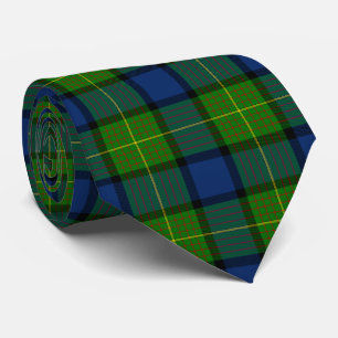 Cravate Muir Moore écossais vert bleu plaid