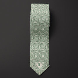 Cravate Multitone Vert Floral Inspiré Motif