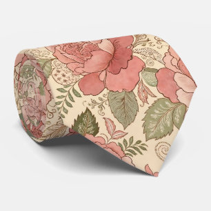 Cravate Muse Florale Poussiéreuse - Style Batik Rose Pouss