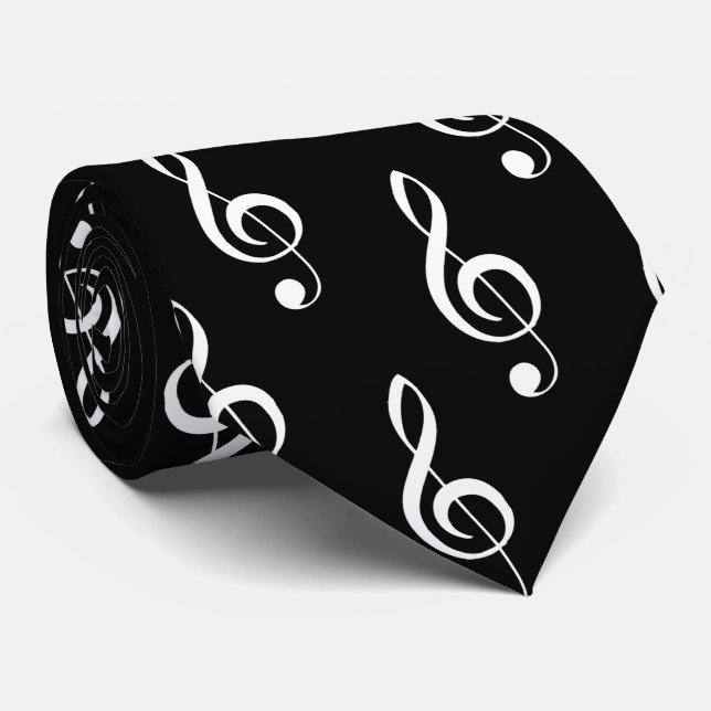Cravate musicale de noir de clef triple (Roulé)
