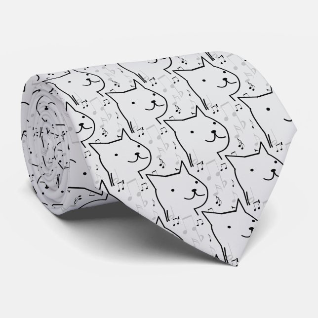 Cravate musique chatons motif (Roulé)