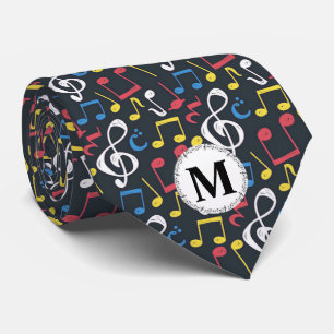 Cravate Musique multicolore colorée Note musicienne monogr