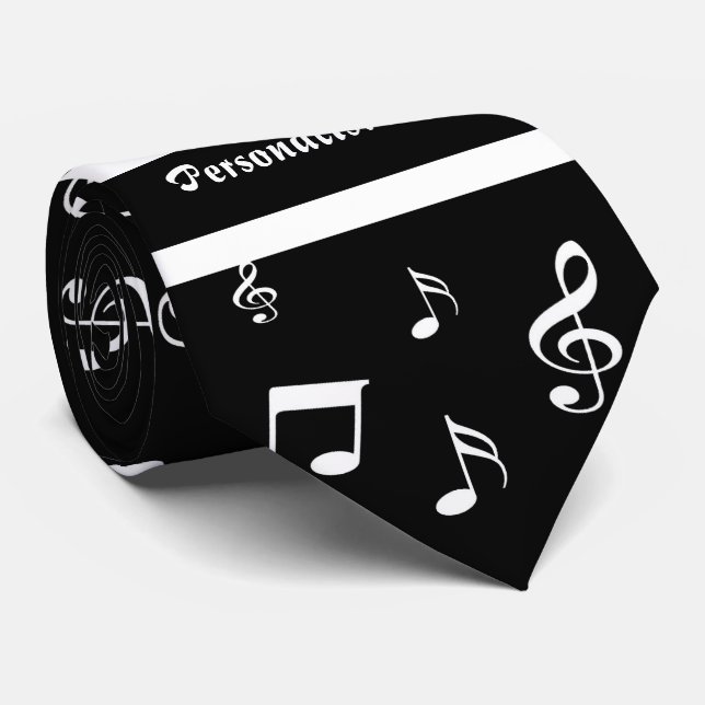 Cravate musique, note, clef, bande, symbole, brillant, élé (Roulé)