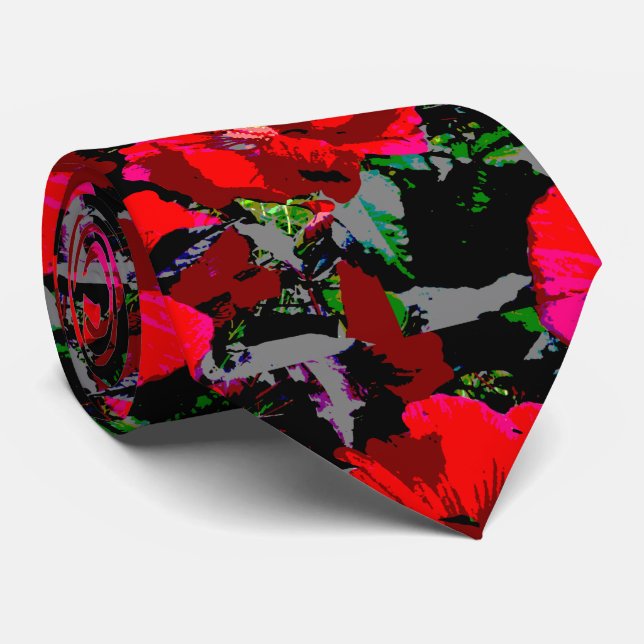 Cravate MVB Red Poppy Flowed Design (Roulé)