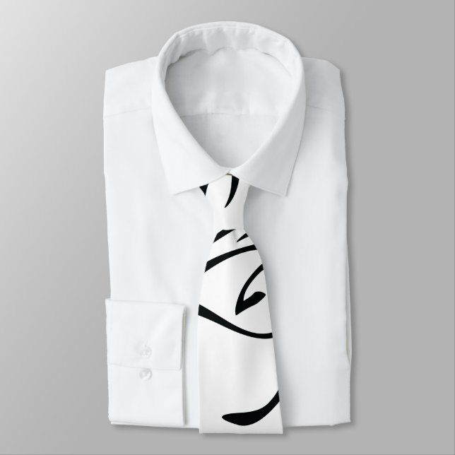 Cravate Mydeas | Lignes peintes en noir et blanc minces (Attaché)