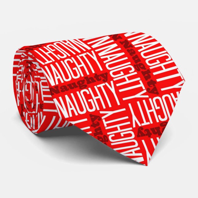 Cravate Naughty et Nice Rouge Blanc Novelty Noël (Roulé)