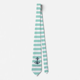 Cravate Nautique, Ancre, Bandes vertes à la menthe