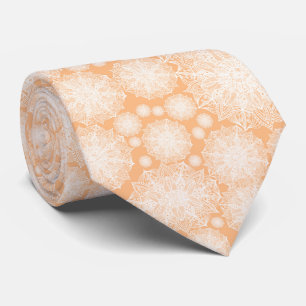 Cravate Necktie de Motif de Mandala blanc et abricot