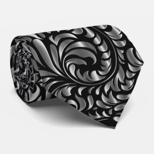 Cravate Necktie - Drame en Noir et Argent