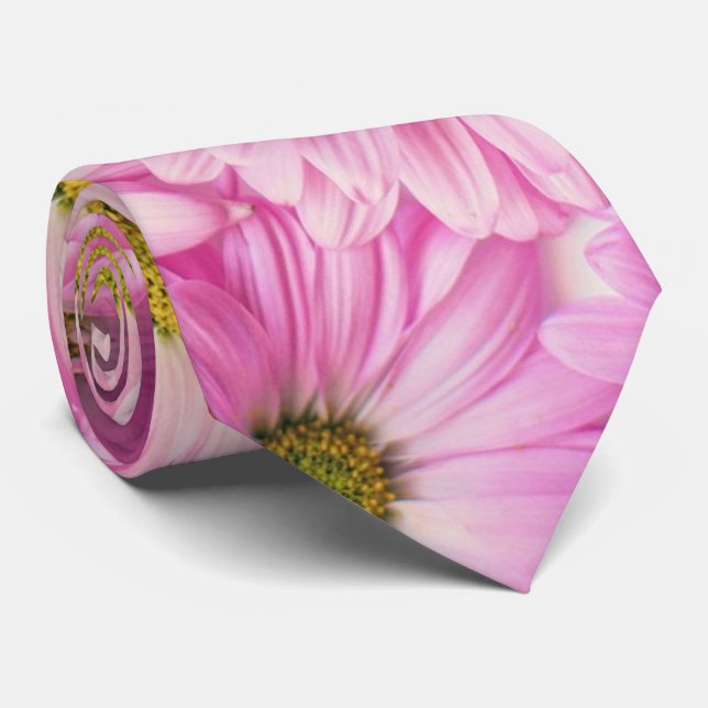 Cravate Necktie - Gerbera Rose (Roulé)