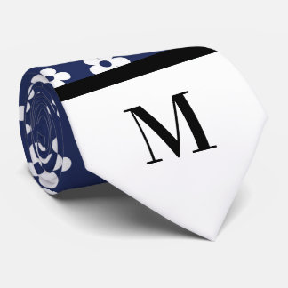 Cravate Necktie monogramme des marguerites de la Marine