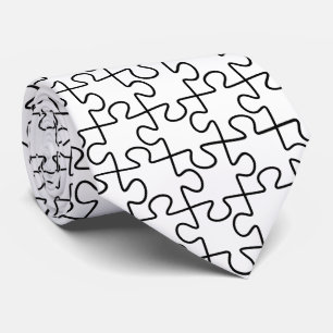 Cravate Necktie Motif de puzzle noir et blanc