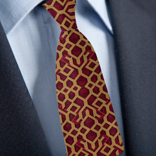 Cravate Necktie Motif or et rubis
