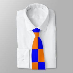 Cravate Neon Blue Orange À damiers Checkerboard Vintage