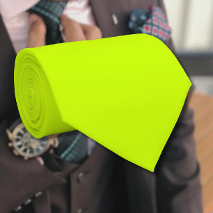 Cravate Neon Lime Jaune Couleur Solide   Classique   Éléga