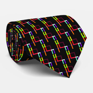 Cravate Neon Lines Rouge Jaune Orange Violet Motif noir