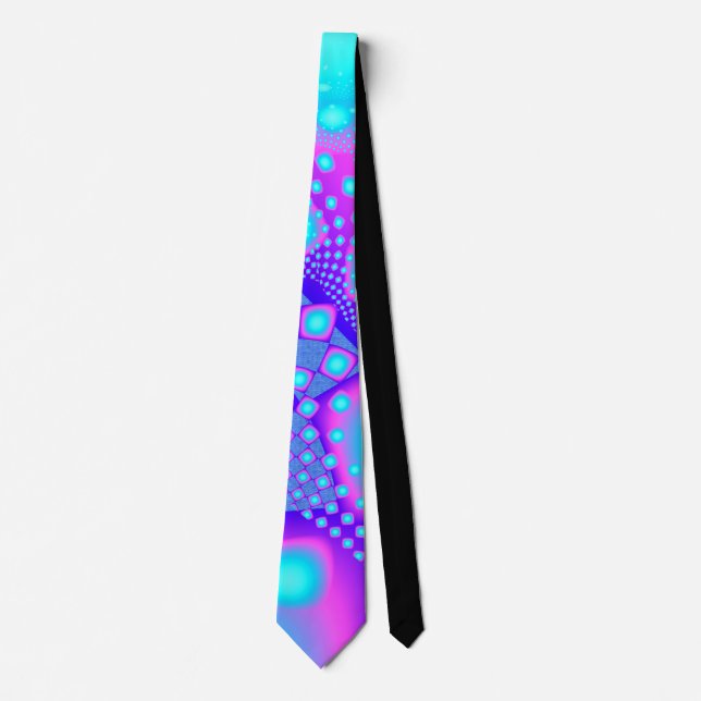 Cravate Neon Molecules Psychedelic Fractal (Devant)