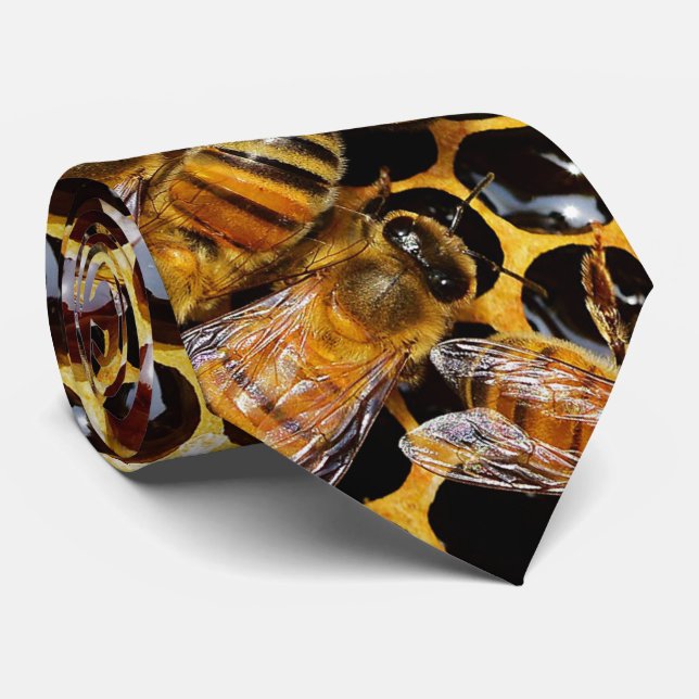 Cravate Nid d'abeilles et abeilles (Roulé)