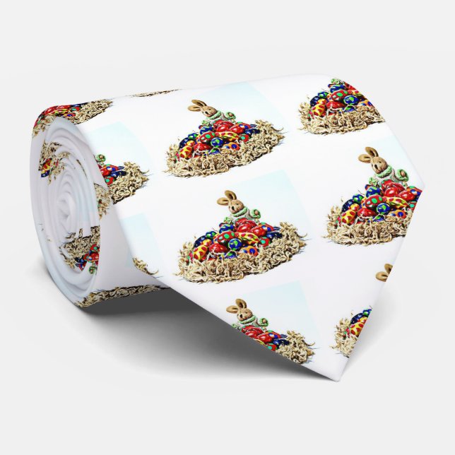 Cravate Nid de bonbons Bunny de Pâques (Roulé)