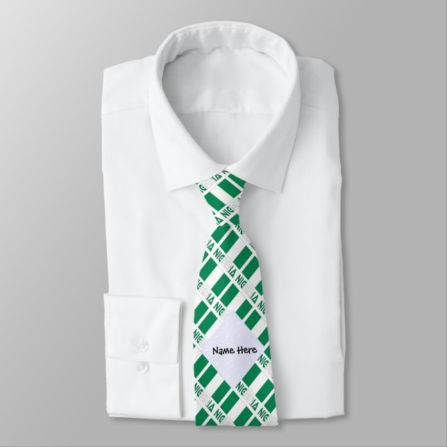 Cravate Nigeria Nigeria Drapeau Carrelé Vert Personnalisé (Attaché)