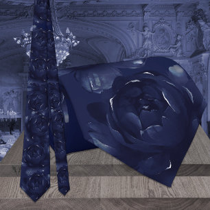 Cravate Noces de Pivoine Saphir Bleu Marine