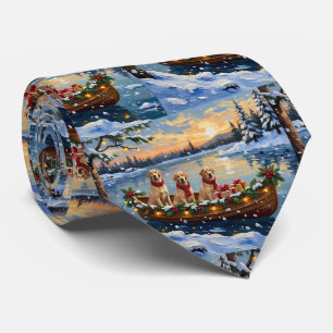 Cravate Noël Bateau de vacances Retriever du Labrador