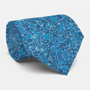 Cravate Noël Blue Snowflakes Élégantes fêtes