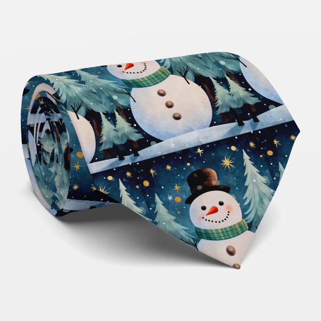 Cravate Noël du mignon Snowman (Roulé)