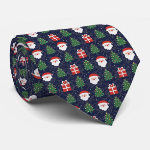 Cravate Noël du Père Noël Arbres et cadeaux