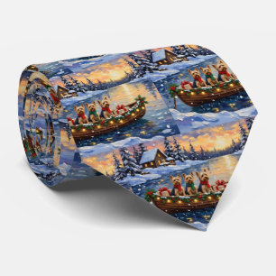 Cravate Noël en bateau avec Yorkipoo