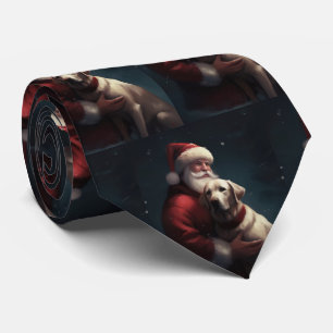 Cravate Noël festif du Père Noël au Labrador