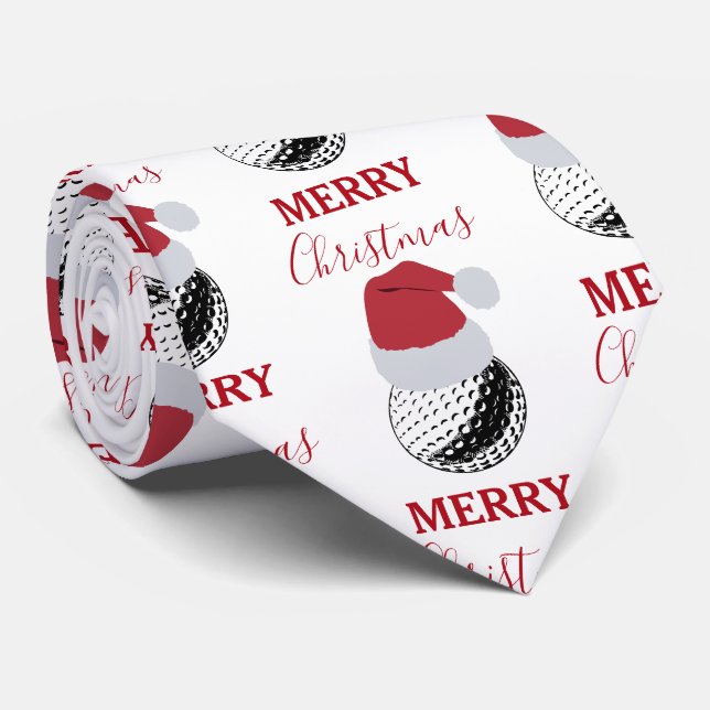 Cravate Noël Golf Ball Sports Festive (Roulé)