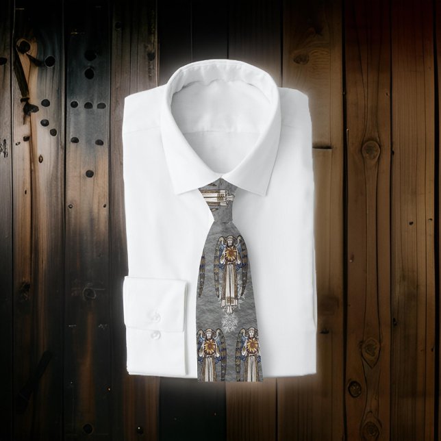 Cravate Noël Morris Angel Flammes de neige en acier gris (Créateur téléchargé)