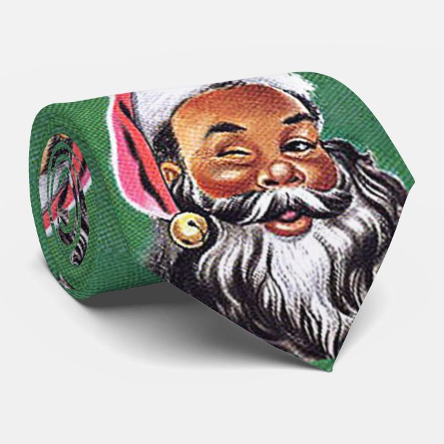 Cravate Noël noir du Père Noël afro-américain (Roulé)