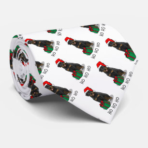 Cravate Noël Père Noël Casquette Rottweiler Chien Drôle