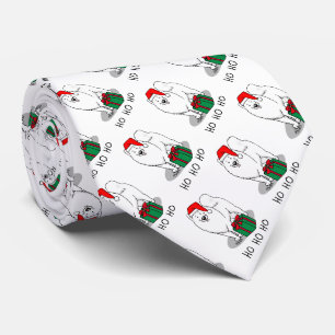 Cravate Noël Père Noël Casquette Samoyé Chien Drôle
