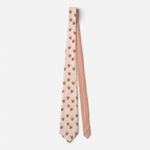 Cravate Noel Reindeer Motif Peach Gold
