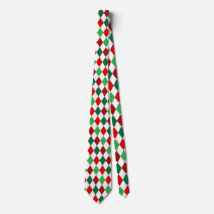 Cravate Noël rouge, blanc vert Diamond Jacquard Motif