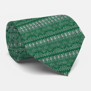 Cravate Noël Silver Green Motif Vacances
