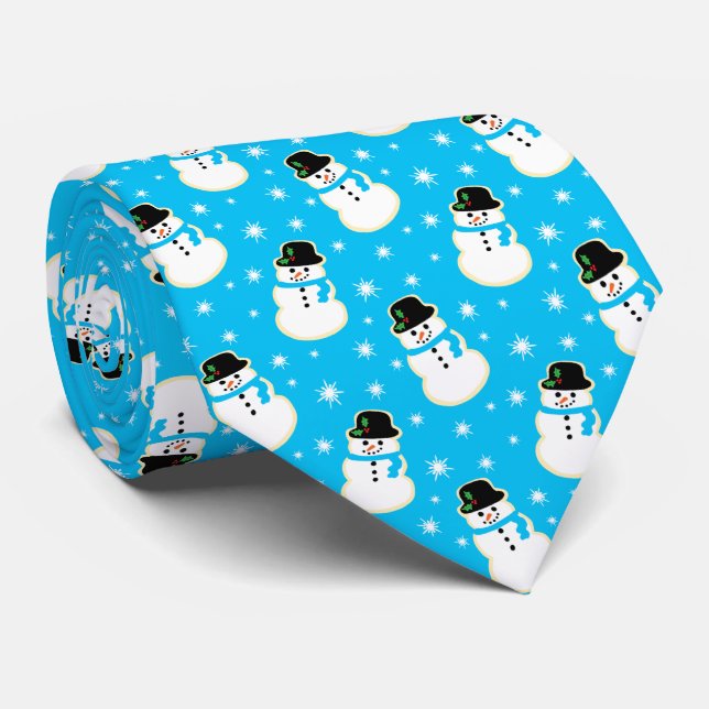 Cravate Noël Snowman Motif de cookies (Roulé)