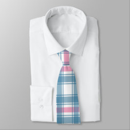 Cravate Noël Tartan Rose Et Bleu