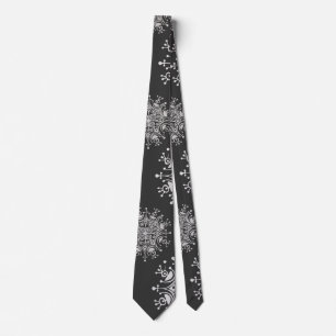 Cravate Noël Vintage, Motif Blizzard de Flocons de Neige