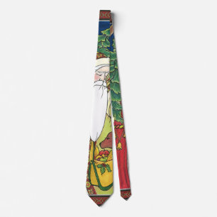 Cravate Noël vintage, Père Noël en Forêt