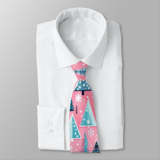 Cravate Noëls roses (Attaché)