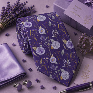 Cravate Nœud de cou lavande violet floral