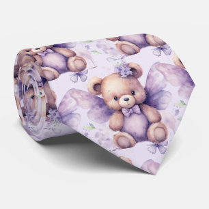 Cravate Nœud papillon en forme d'ours en peluche violet li
