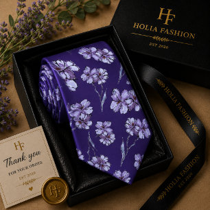 Cravate Nœud papillon lavande violet floral