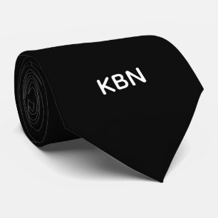 Cravate Noir Blanc Monogramme Initiales Mariage Salle form