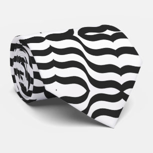 Cravate noir + blanc zèbre rayure motif moderne